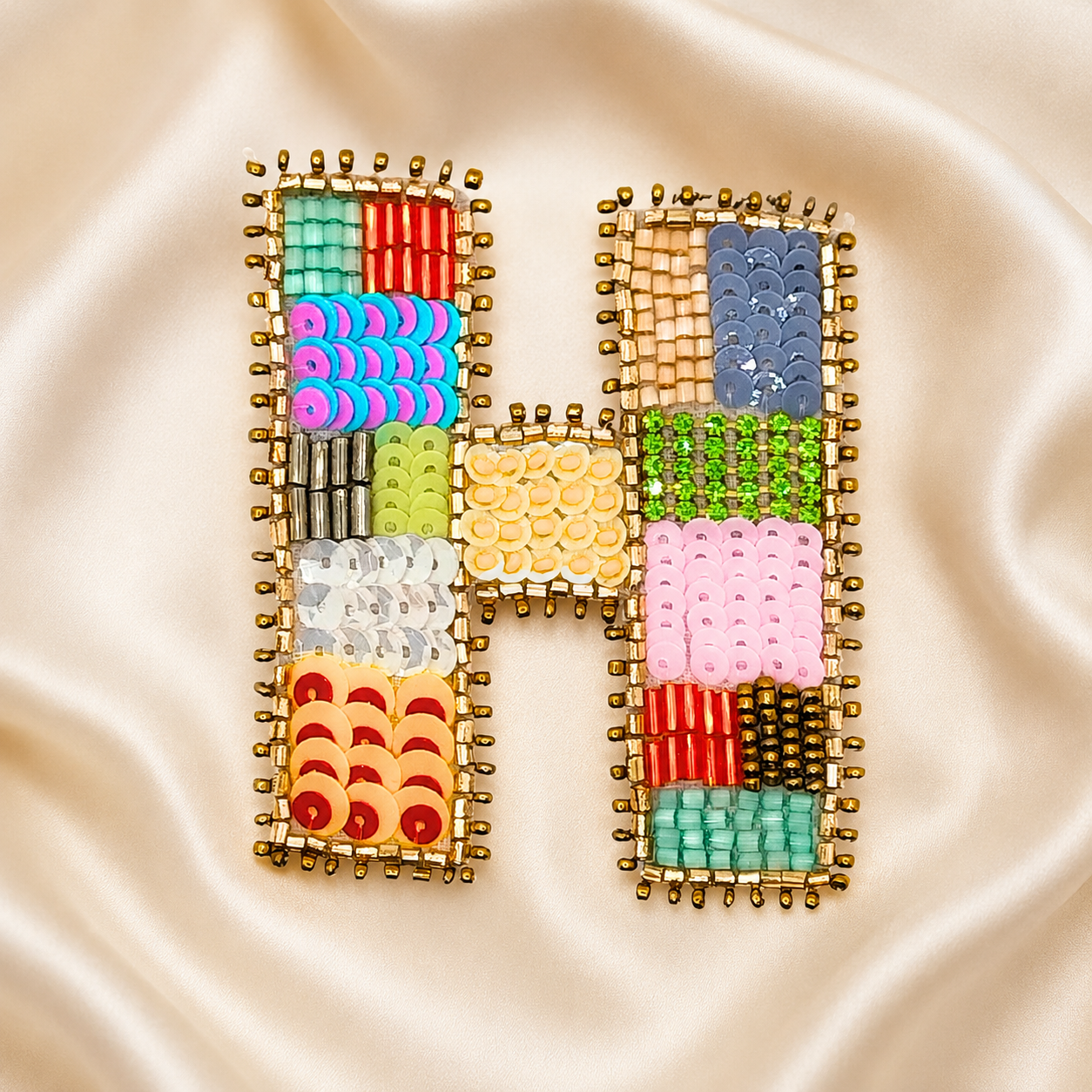 Color Burst Handmade Patch Alphabet 'H'