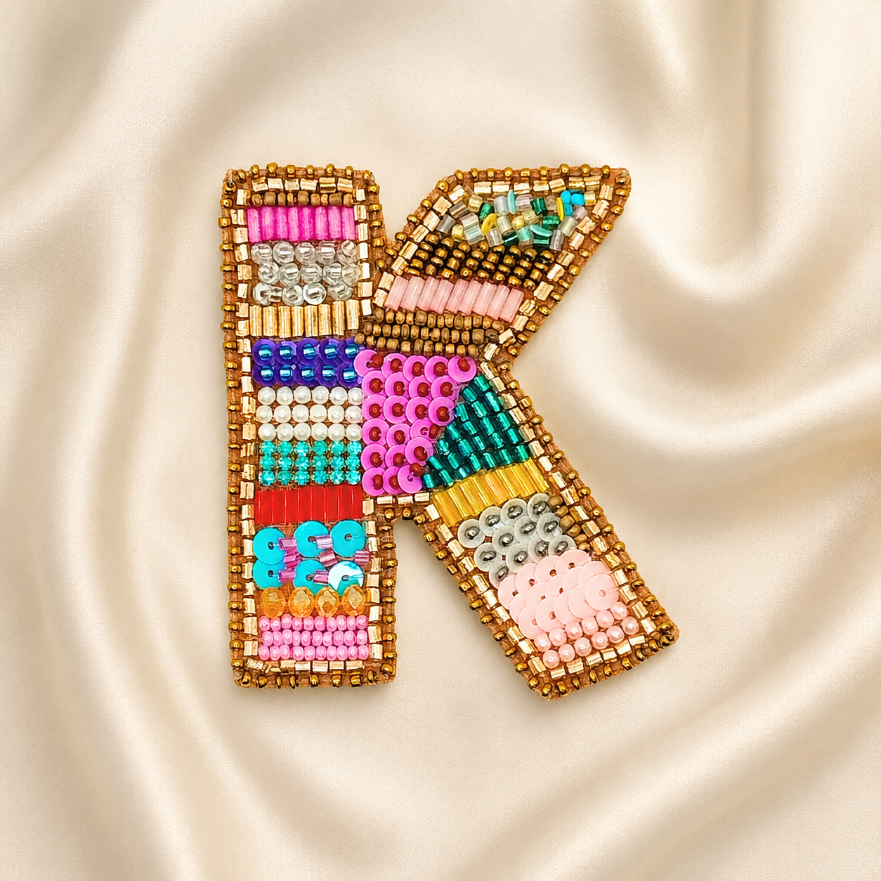 Color Burst Handmade Patch  Alphabet 'K'