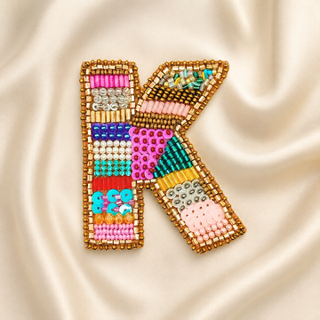 Color Burst Handmade Patch  Alphabet 'K'