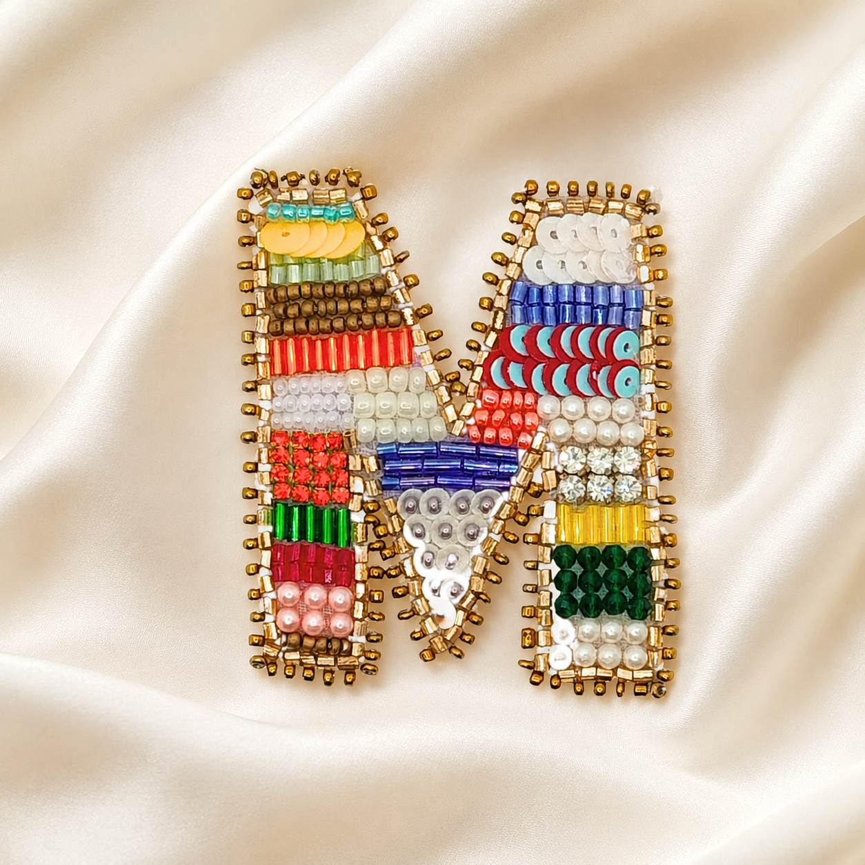 Color Burst Alphabet 'M' Handmade Patch