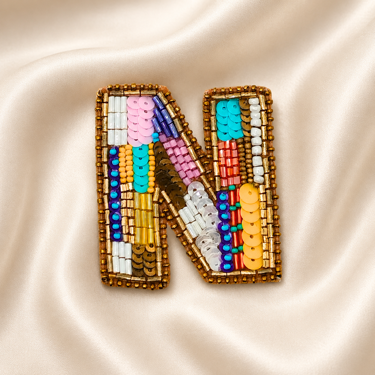 Color Burst Alphabet 'N' Handmade Patch