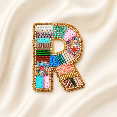Color Burst Alphabet 'R' Handmade Patch