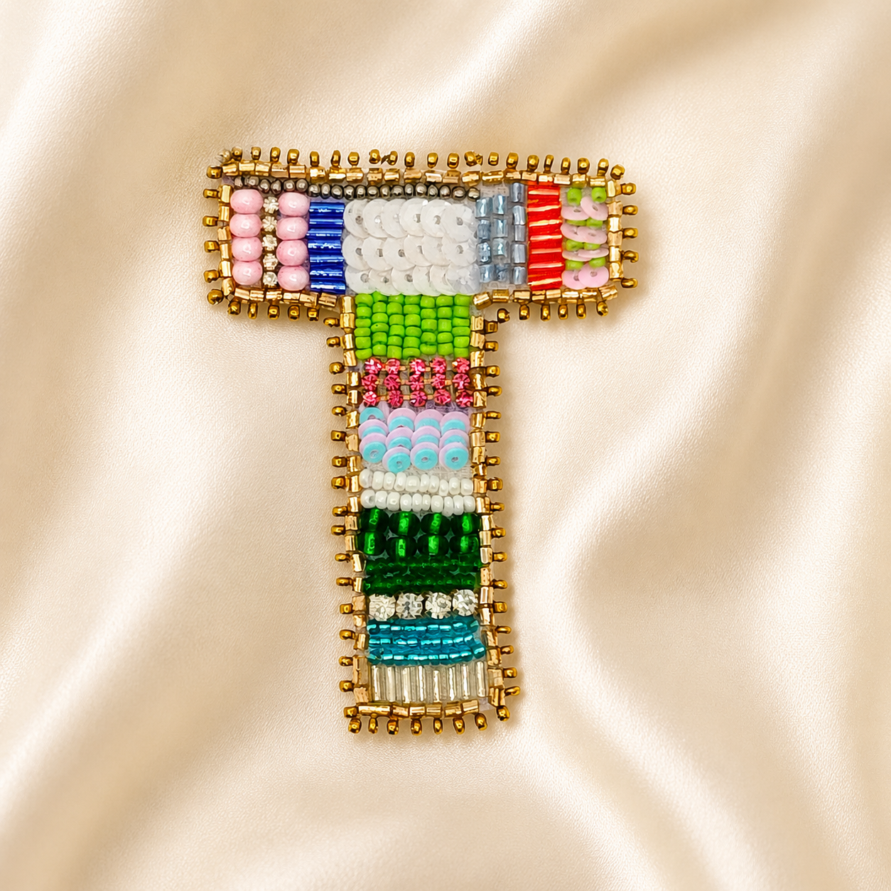 Color burst Alphabet 'T' Handmade Patch