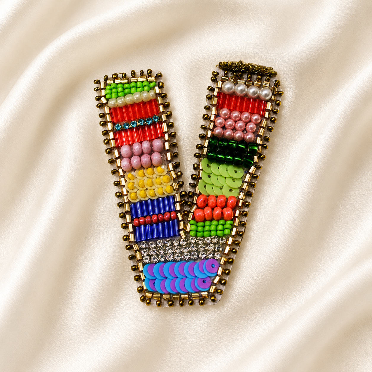 Color Burst Alphabet 'V' Handmade Patch