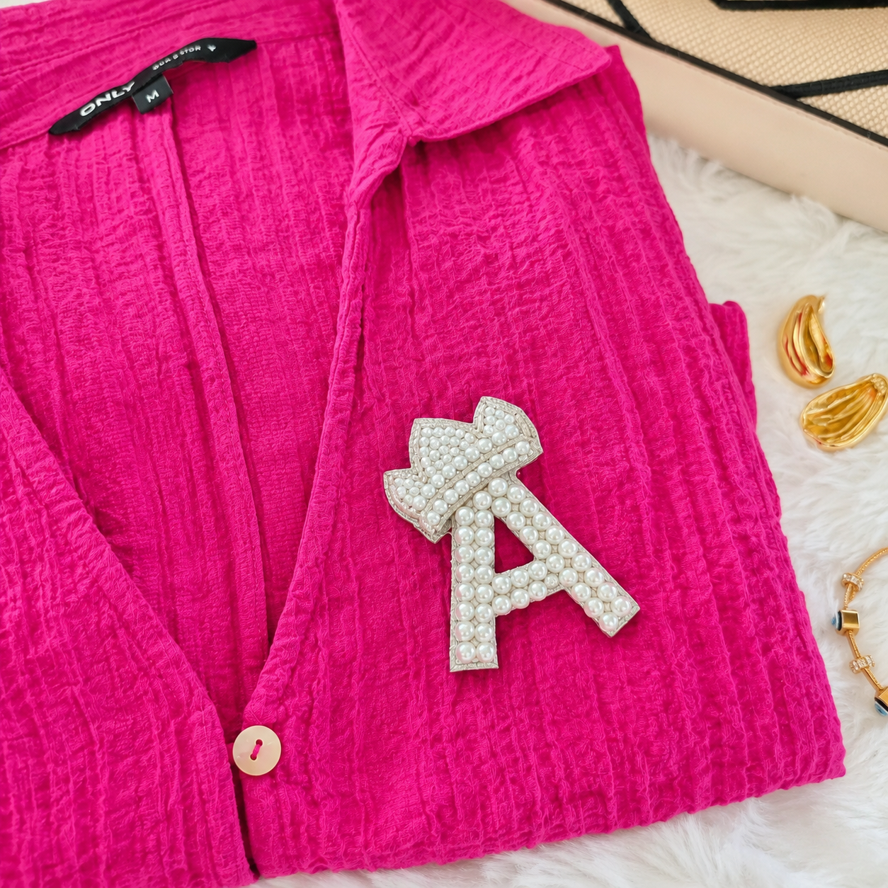 Regal Pearl Crown Alphabet 'A' Patch