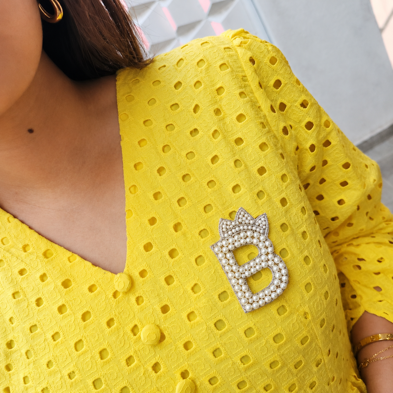 Regal Pearl Crown Alphabet 'B' Patch