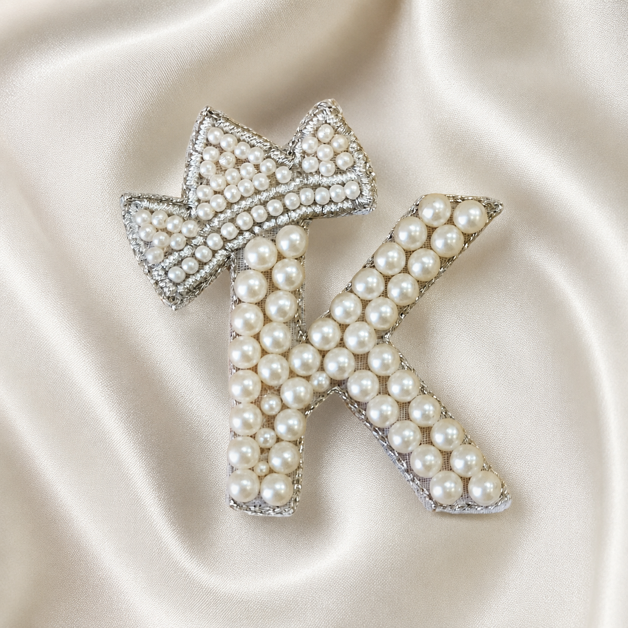 Regal Pearl Crown Alphabet 'K' Patch