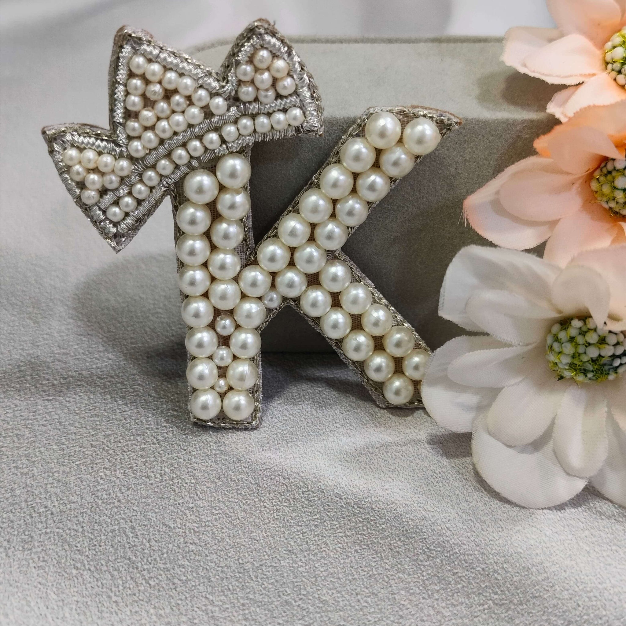 Regal Pearl Crown Alphabet 'K' Patch