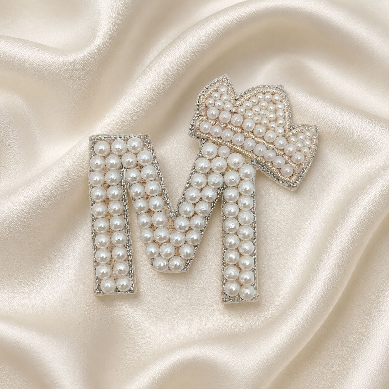 Regal Pearl Crown Alphabet 'M' Patch