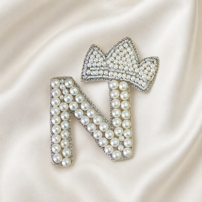 Regal Pearl Crown Alphabet 'N' Patch