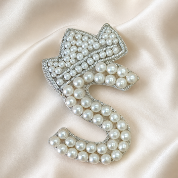 Regal Pearl Crown Alphabet 'S' Patch