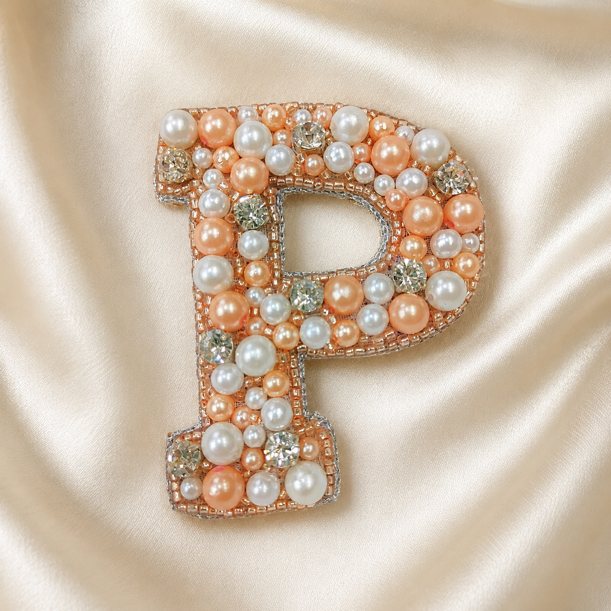 Stone & Pearl Alphabet 'P' Handmade Patch