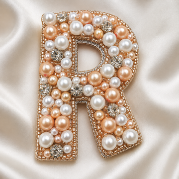 Stone & Pearl Alphabet 'R' Handmade Patch