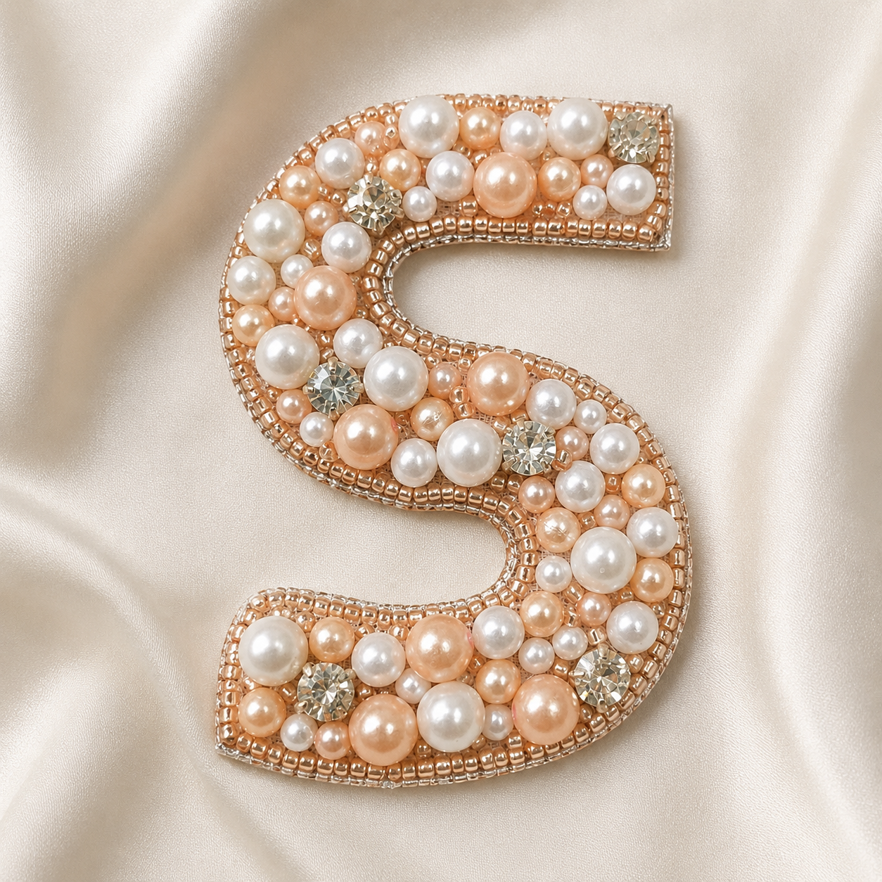 Stone & Pearl Alphabet 'S' Handmade Patch