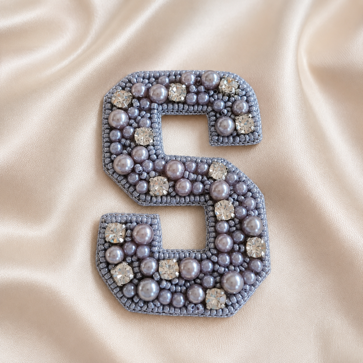 Stone & Pearl Alphabet 'S' Handmade Patch
