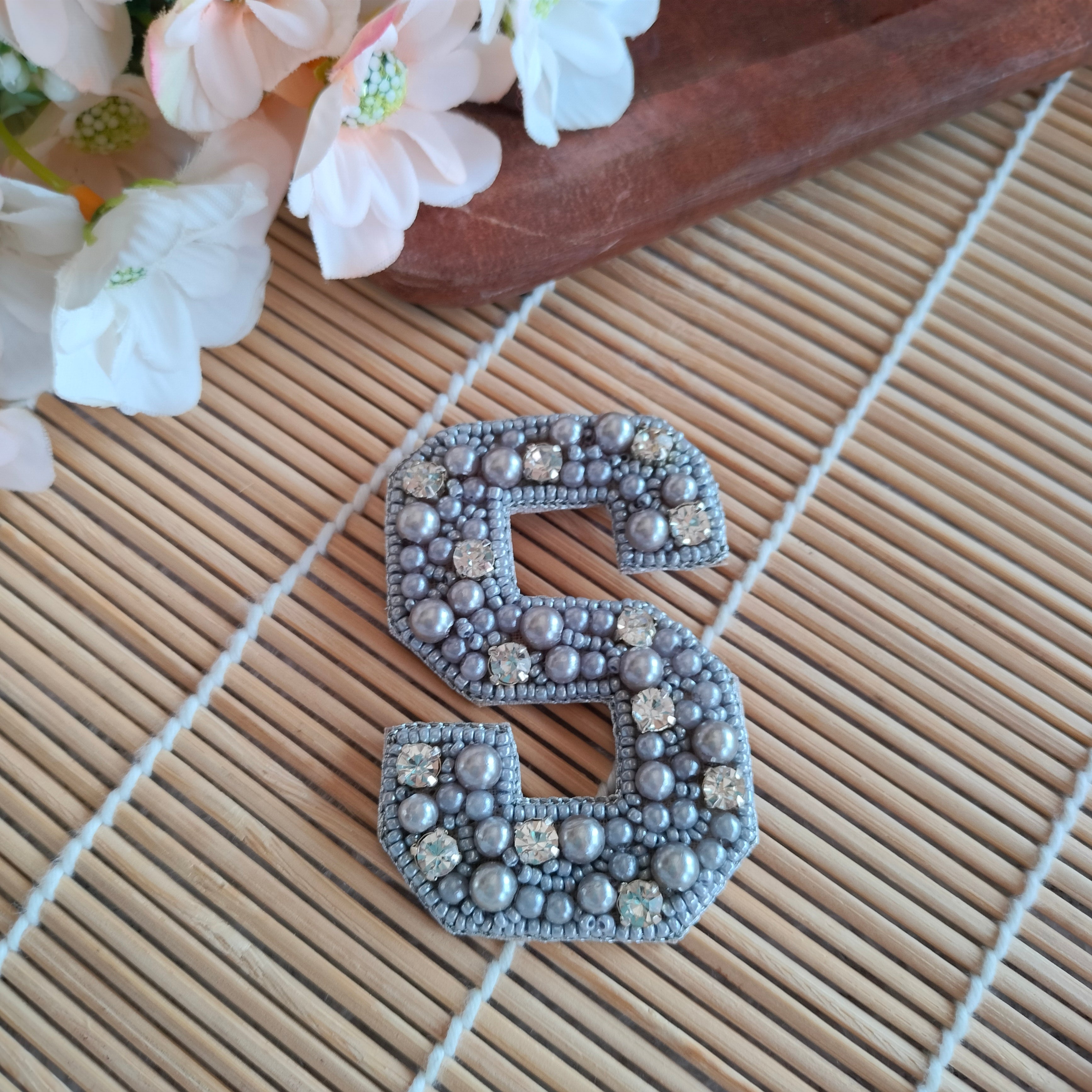 Stone & Pearl Alphabet 'S' Handmade Patch