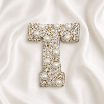 Stone & Pearl Alphabet 'T' Patch