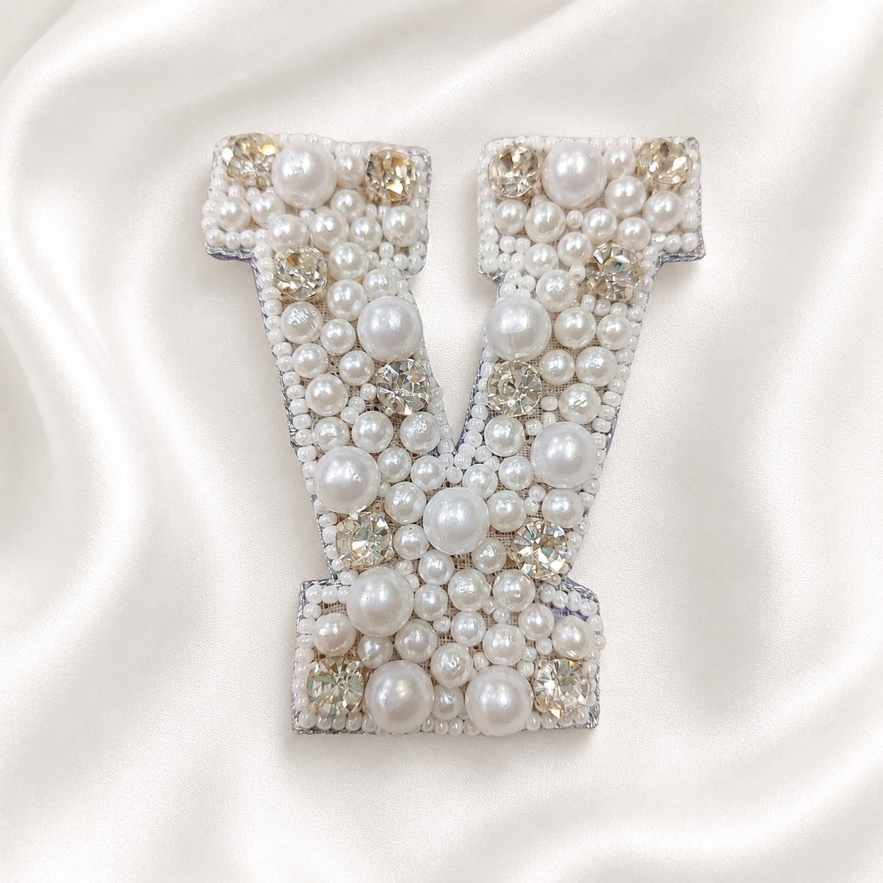 Stone & Pearl Alphabet 'V' Patch