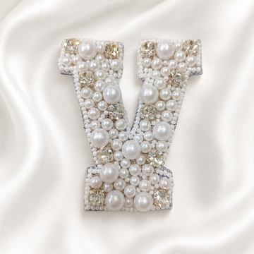 Stone & Pearl Alphabet 'V' Patch