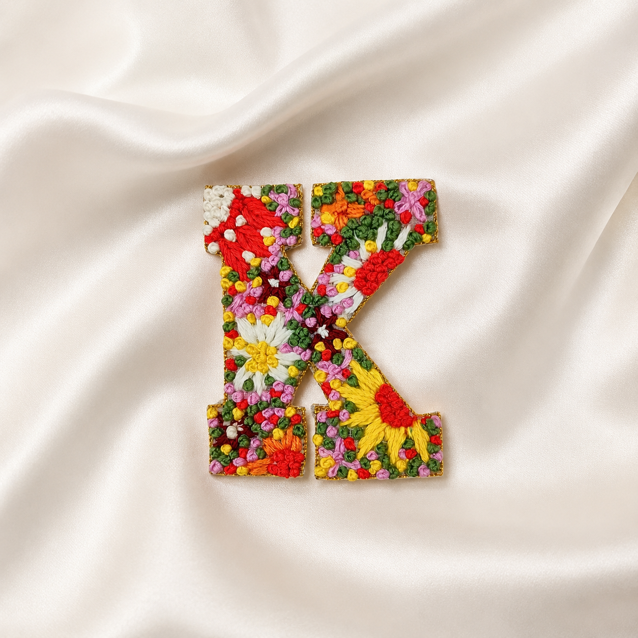 Letter K Patch – Multicolor Knot Work