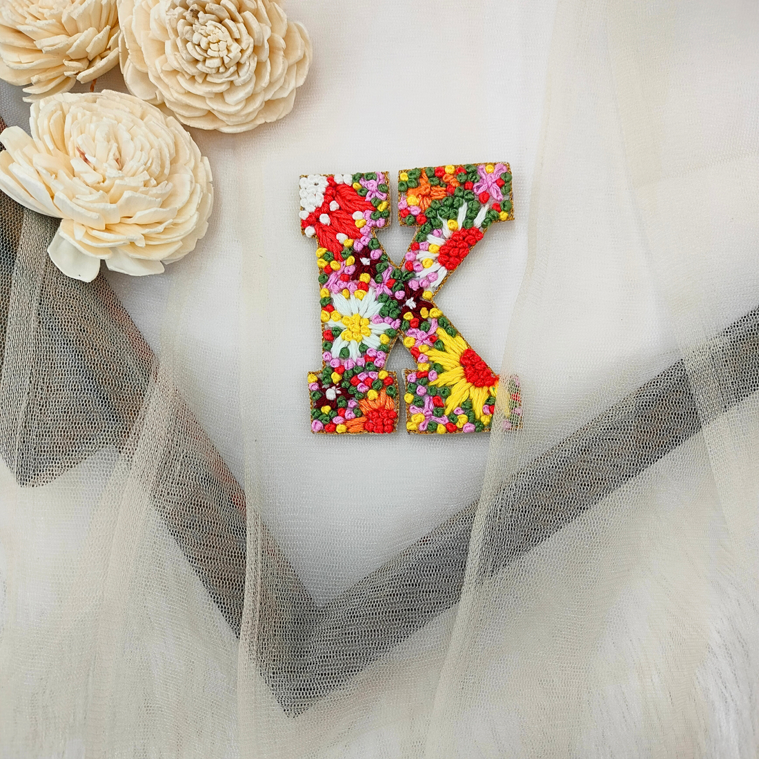 Letter K Patch – Multicolor Knot Work
