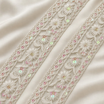 Floral Sequin Embroidered Net Lace Border for Designer Wear
