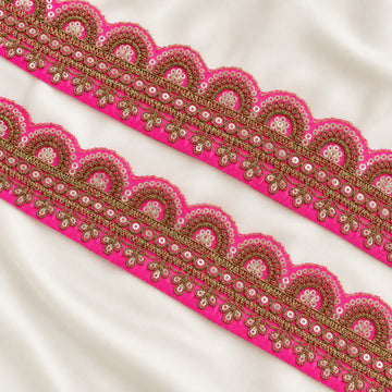 Scalloped Floral Vine Sequin Embroidered Lace Border