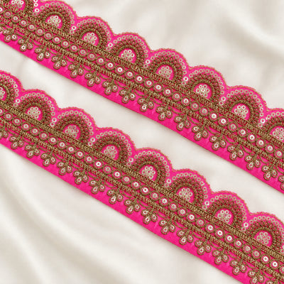 Scalloped Floral Vine Sequin Embroidered Lace Border