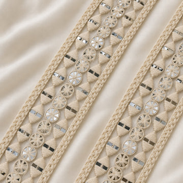 Geometric Fan and Mirror Work Embroidered Lace Border