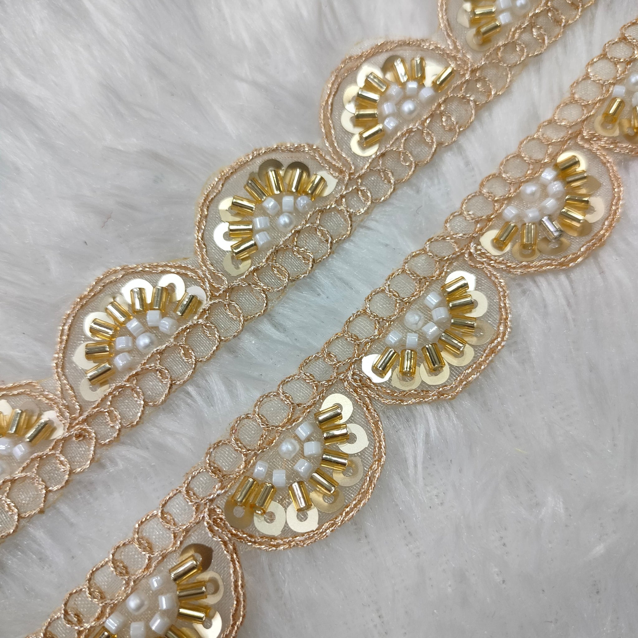 Golden Scalloped Embellished Trim