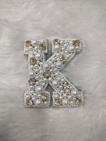 Stone & Pearl Alphabet 'K' Patch