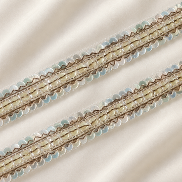Pearl-Style Bead and Sequin Embroidered Narrow Lace