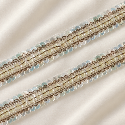 Pearl-Style Bead and Sequin Embroidered Narrow Lace