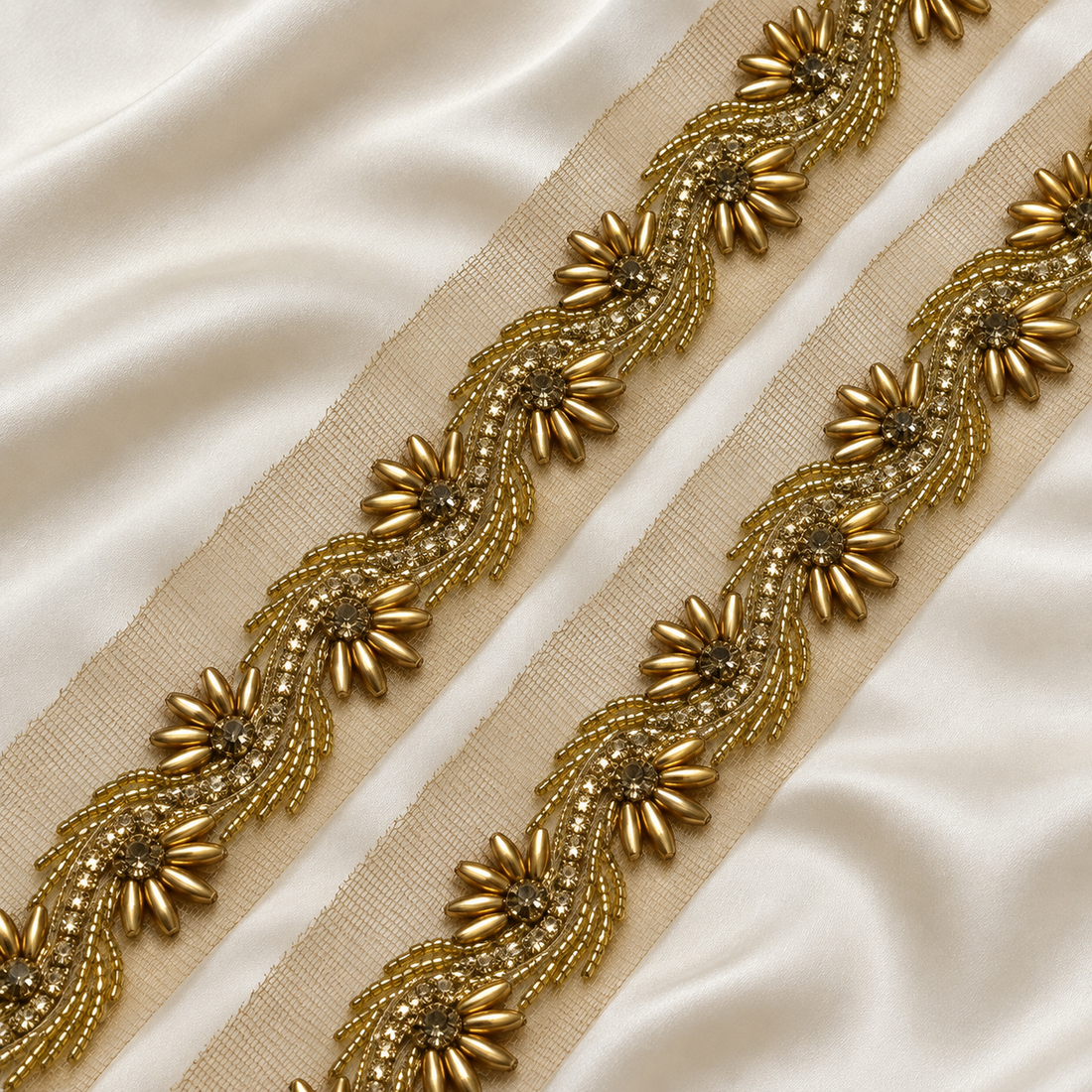 Beads & Stone Embellished Handwork Lace