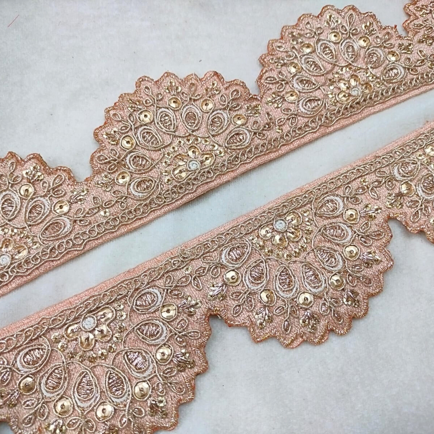 Light Pink Scalloped Fancy Zari Trim