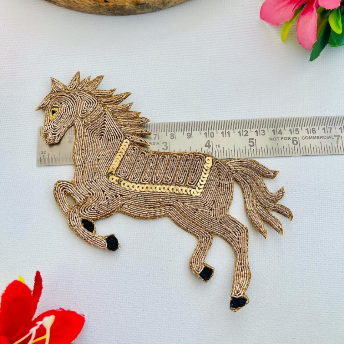 Handcrafted Horse Motif Embroidered Patch with Sequin Detailing (Set Of 12/24 Pieces)
