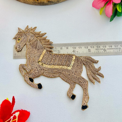Handcrafted Horse Motif Embroidered Patch with Sequin Detailing (Set Of 12/24 Pieces) hover image