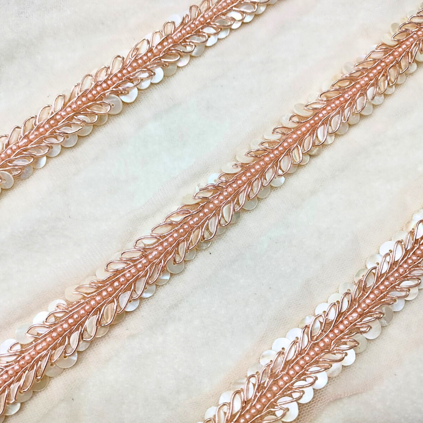 Rose Gold Fancy Embellished Handwork Border