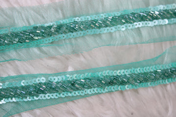 Elegant Sea Green Cutdana Trim