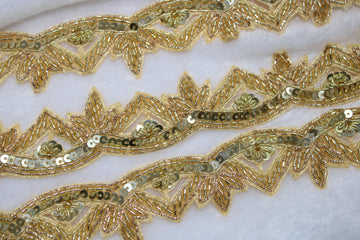 Golden Radiance Cutdana & Zari Lace