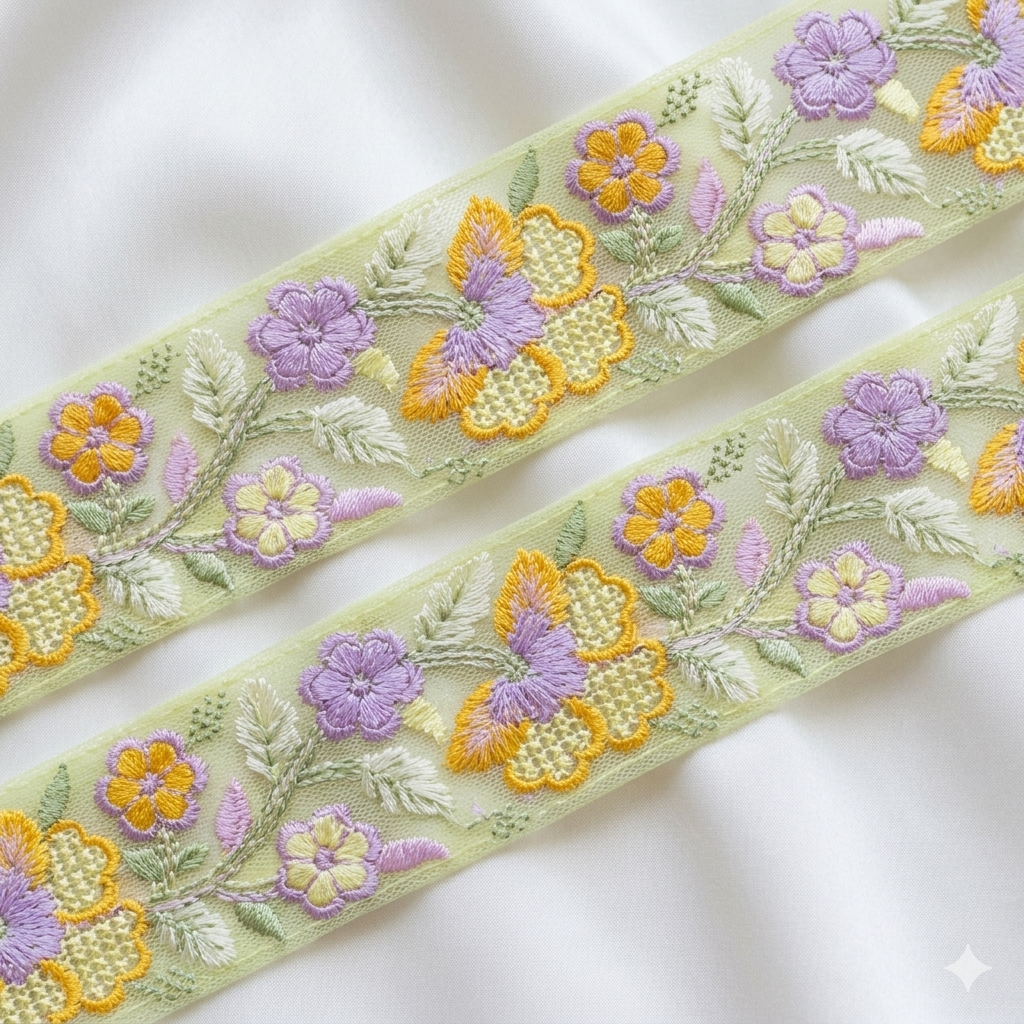 Elegant Embroidered Floral Border Lace