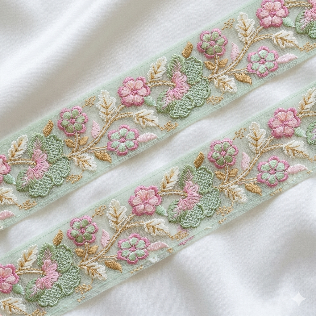 Elegant Embroidered Floral Border Lace